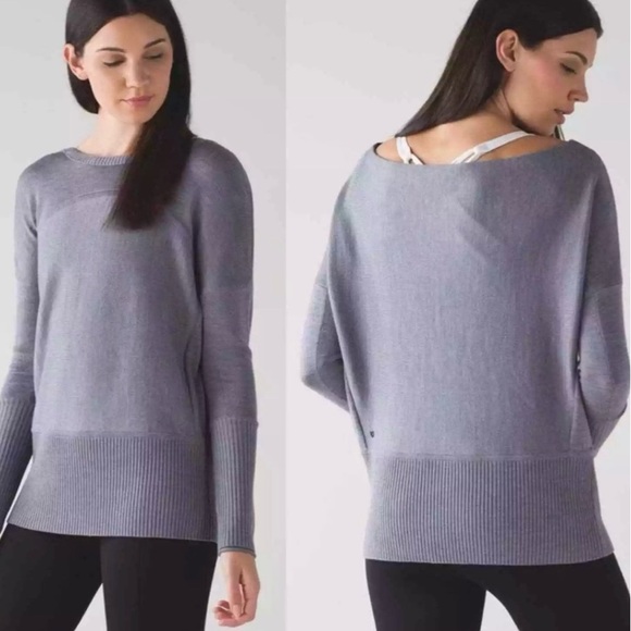 lululemon athletica Sweaters - LULULEMON Women’s Heathered Arctic Grey SATTVA Sweater Merino Wool Size 8